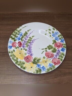 Tabletops Unlimited Valentino Ceramic Hand Painted Floral Dinner Plate 11".